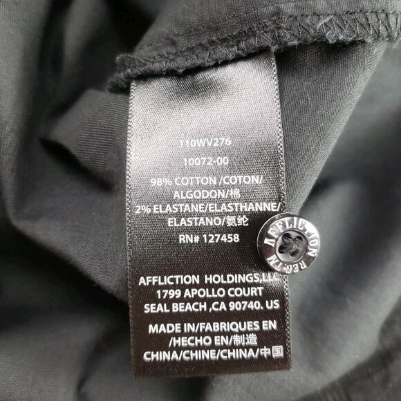 Affliction Button Front Embroidered Shirt Mens Large Black Long Sleeve Casual - Picture 11 of 15